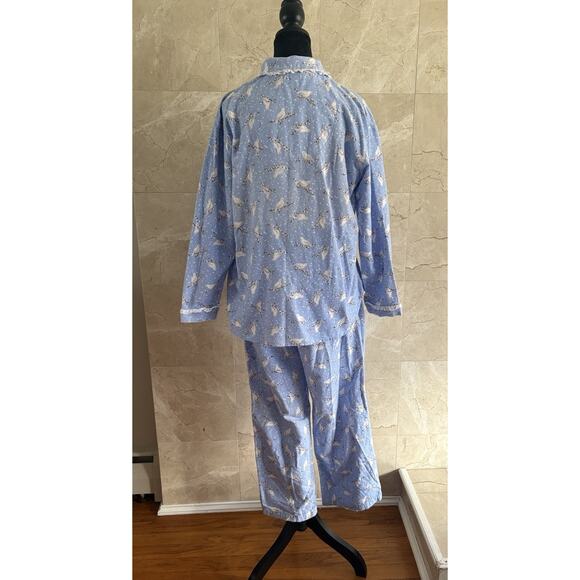 Lanz Of Salzburg Dove Flannel Pajama Set - S Top / M Pants, Cottage Granny Chic - Picture 5 of 11